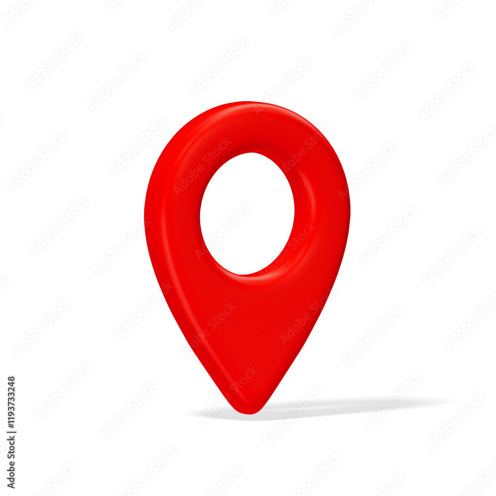 Aufkleber 3d red plastic map location pointer with shadow isolated on transparent background. destination pin 