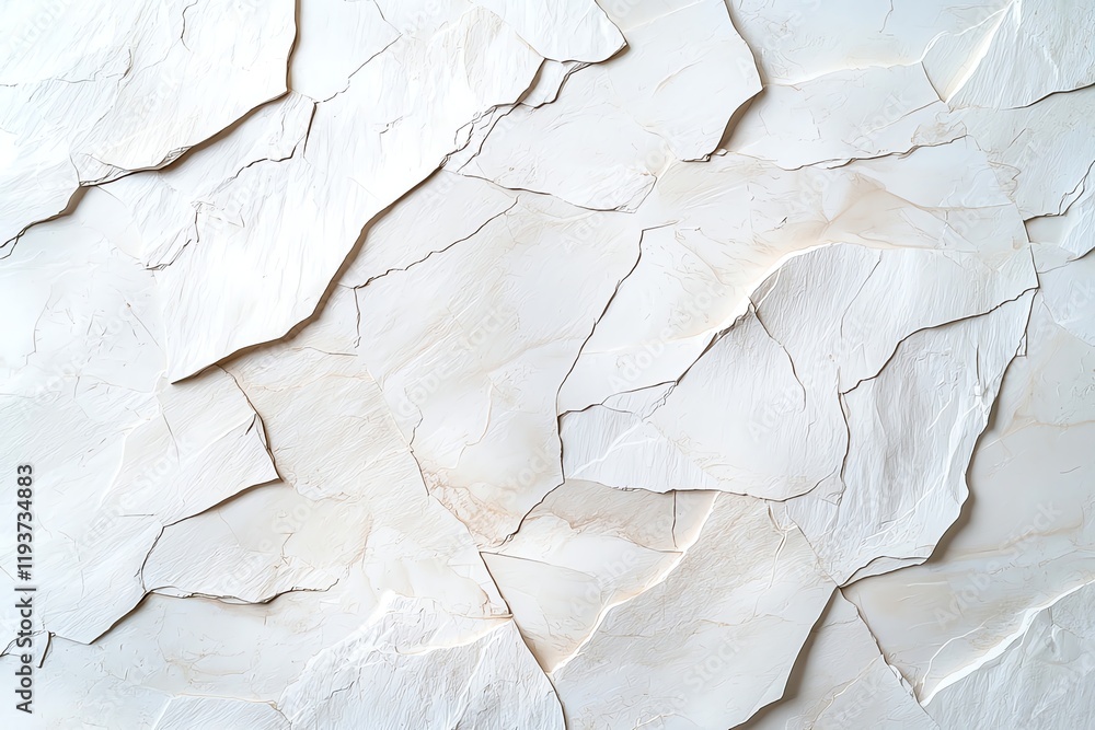 Poster this image showcases a textured surface with white, cracked layers creating an abstract and artistic