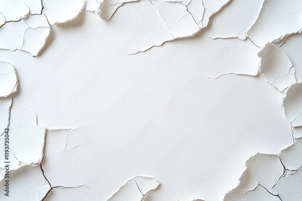 Poster close-up of cracked white paper creating a textured background. ideal for design projects, presentat