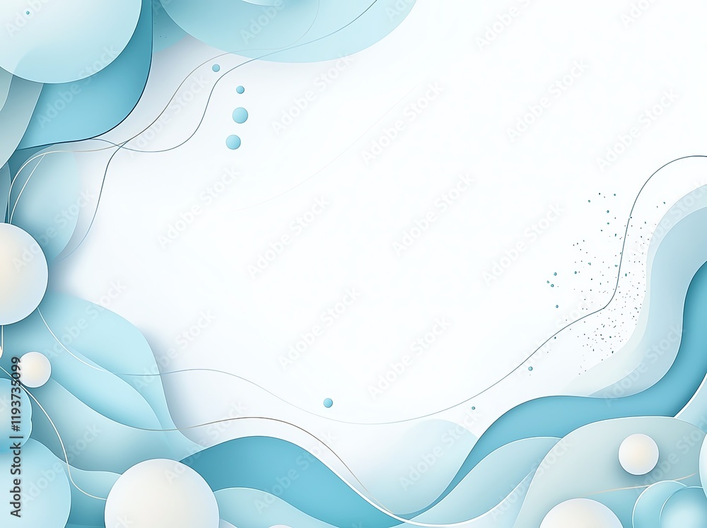 Poster a serene abstract background featuring soft blue waves and circular shapes. ideal for modern designs