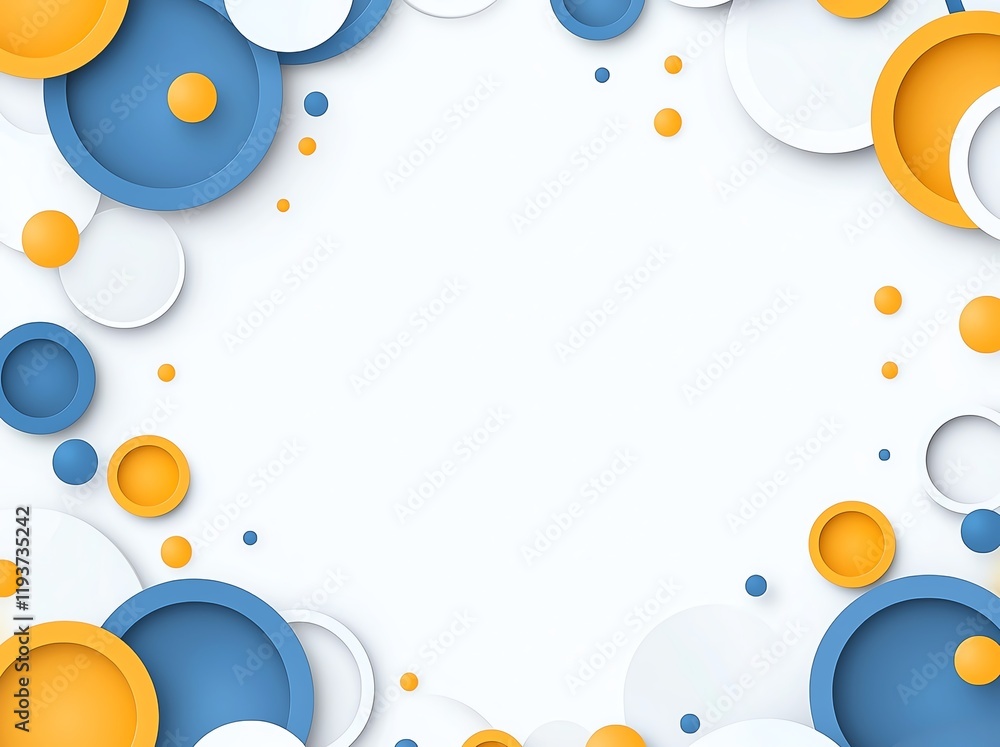 Poster a modern, abstract design featuring colorful circles and shapes forming a vibrant frame. ideal for c