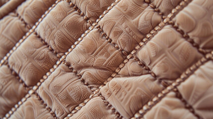 Fototapeta premium A luxurious quilted fabric background in Mocha Mousse with Champagne beige stitching, creating a warm and elegant texture for high-end designs