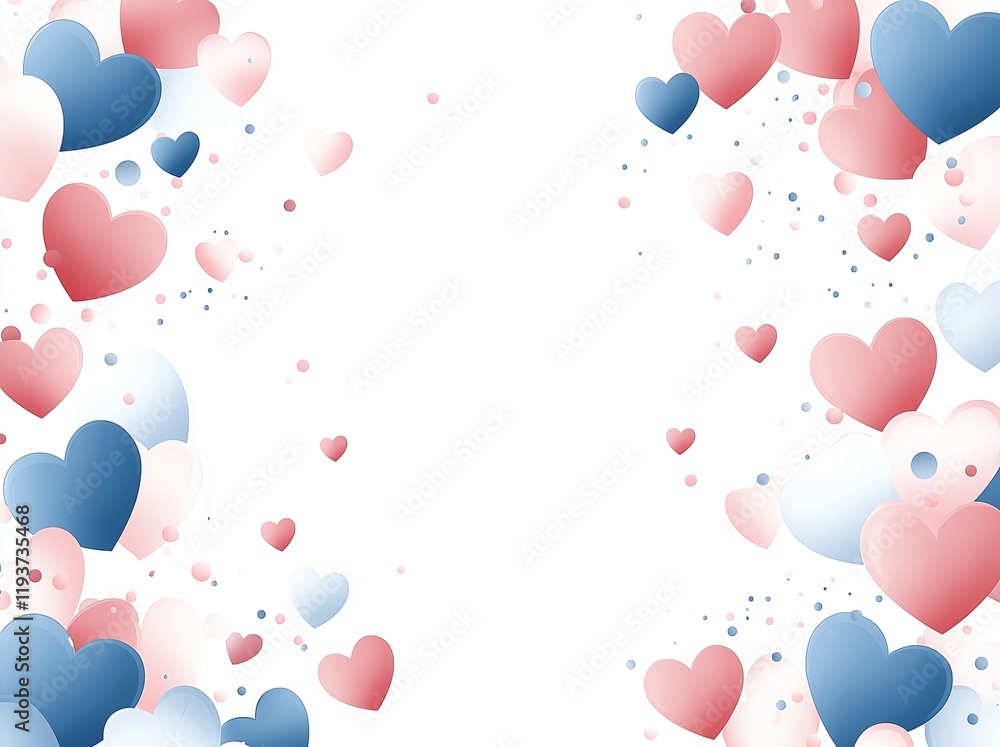 Poster this abstract design features colorful hearts in various sizes, creating a playful and romantic atmo
