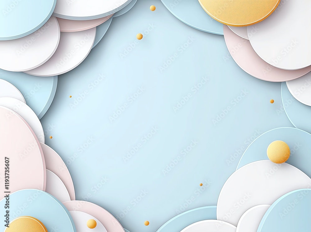Poster a modern abstract background featuring layered circles in soft pastel colors. ideal for templates, p