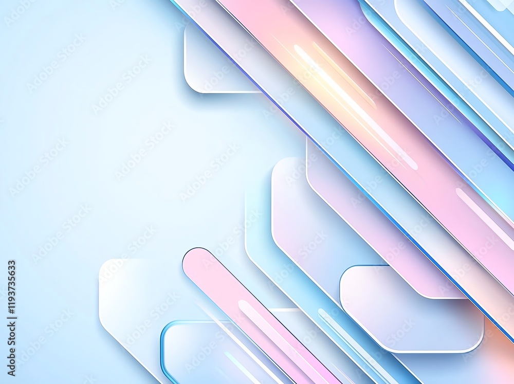 Poster a modern abstract background featuring layered geometric shapes in soft pastel hues. ideal for digit
