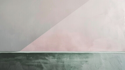 A minimalist ombre background blending pastel pink and Moss green into a soft neutral grey base, evoking serenity and modern sophistication