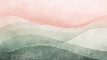 A minimalist ombre background blending pastel pink and Moss green into a soft neutral grey base, evoking serenity and modern sophistication