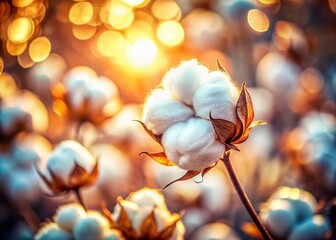 Soft Cotton Boll Close-Up: Delicate Texture in Low Light Photography