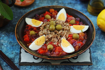 A traditional dish of Tunisian cuisine - Mechouia salad	