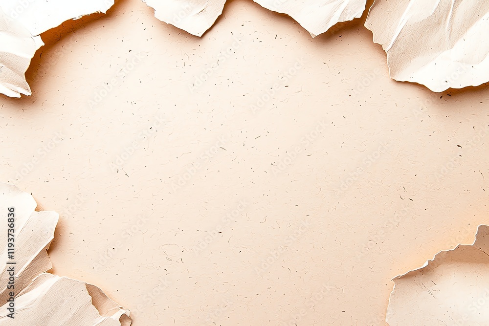 Poster a textured, ripped paper background creating a dynamic frame that highlights the central empty space