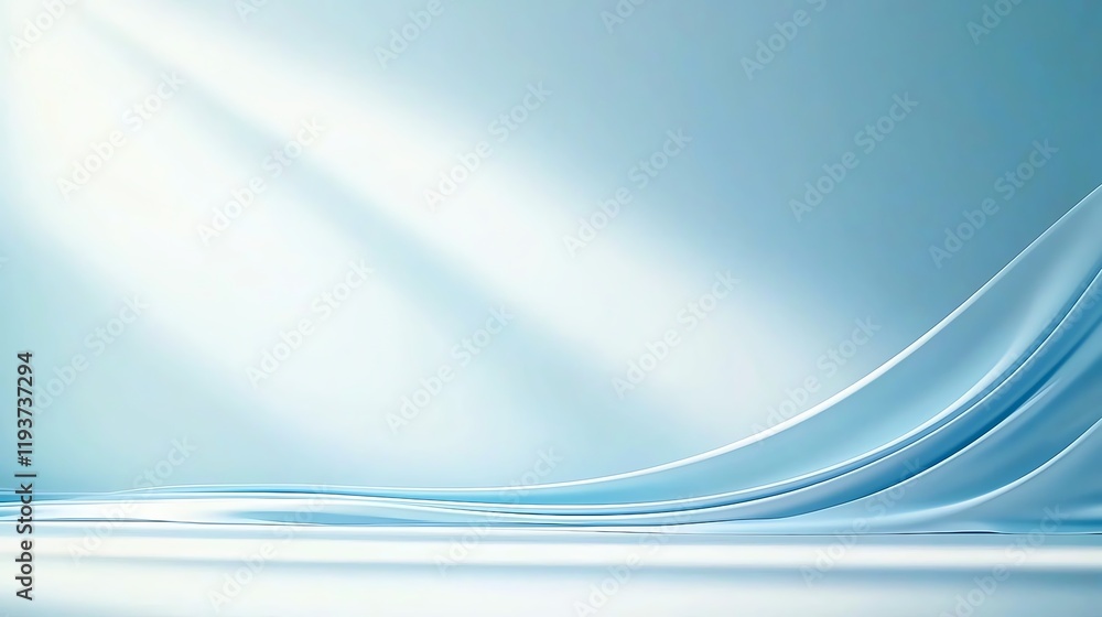 Poster this abstract background features smooth curves and soft light in varying shades of blue. perfect fo