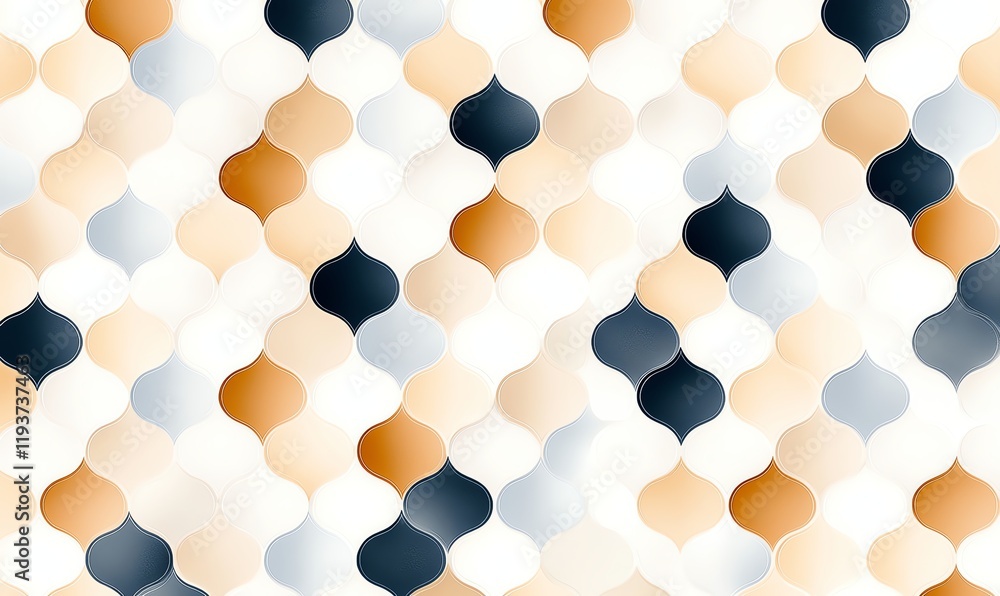 Poster a visually appealing abstract pattern featuring overlapping geometric shapes in warm tones of orange