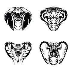 Cobra snake head mascot tattoo collection. Vector illustration