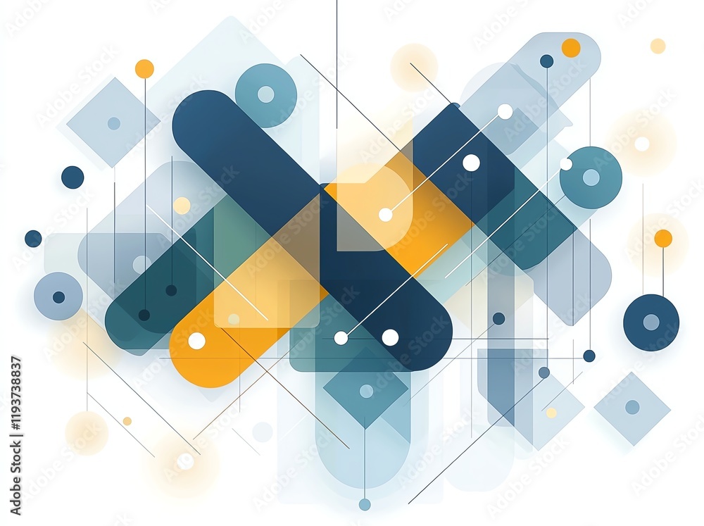 Poster this abstract graphic design features overlapping shapes in vibrant colors, creating a dynamic visua