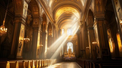Naklejka premium The interior of the church is gorgeous and sparkling