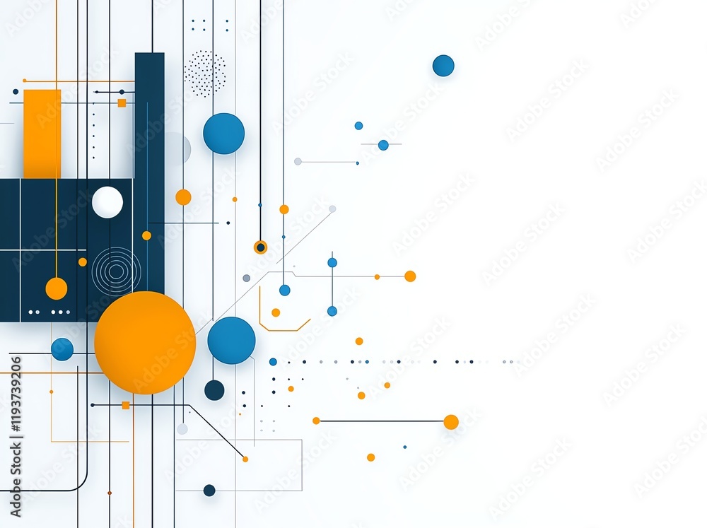 Poster this abstract graphic features vibrant circles and lines in a modern composition. ideal for technolo