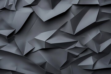 An abstract textured surface featuring dynamic folds and shadows, created by overlapping gray paper. Perfect for backgrounds, wallpapers, and artistic designs.