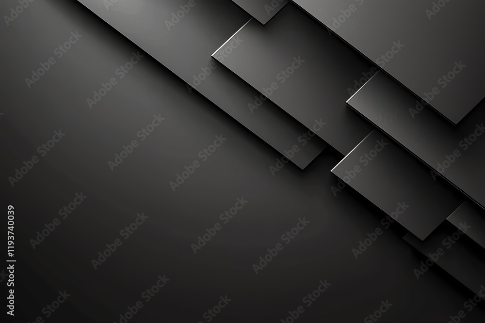 Poster abstract design featuring layered black shapes creating depth and texture, ideal for backgrounds, pr