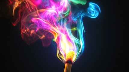 Naklejka premium colorful fire with the match