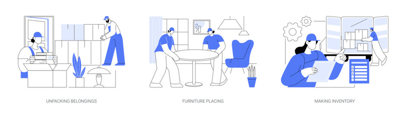 Full service movers isolated cartoon vector illustrations se