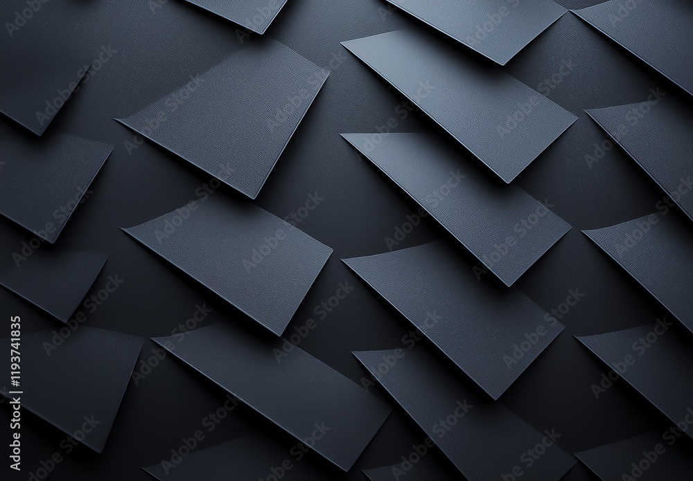 Poster a close-up view of abstract geometric shapes layered on a dark background, creating a visually strik