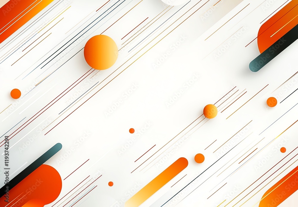 Poster abstract design featuring dynamic lines and geometric shapes in vibrant orange and teal colors, crea