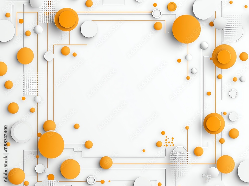 Poster a modern abstract background featuring a dynamic arrangement of orange and white circles, providing 