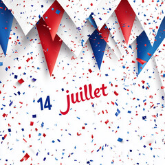 Obraz premium French Tricolour bunting. Decorative party banner design element on white background