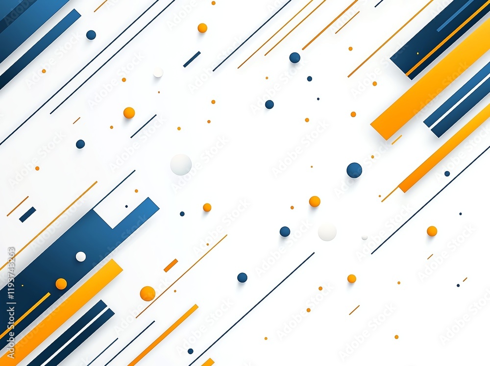 Poster a vibrant abstract background featuring dynamic lines and colorful spheres creating a modern and pla