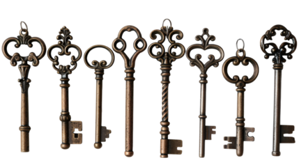 A set of house keys, isolated on white background