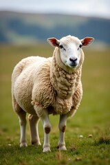 Obraz premium Flock of Shetland Sheep standing upright from profile, blue merle, shetland sheep blue merle herding, working dog