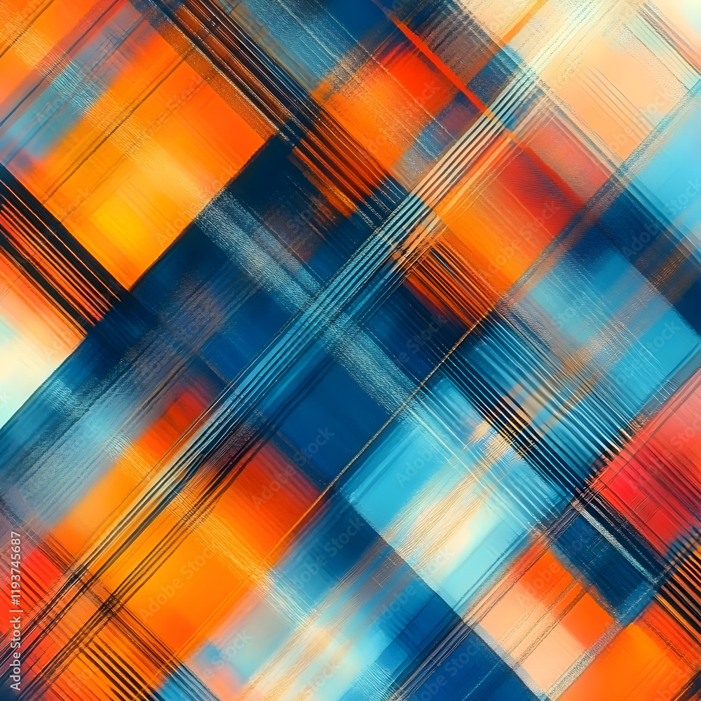 Poster abstract background showing intertwined orange and blue stripes creating dynamic composition