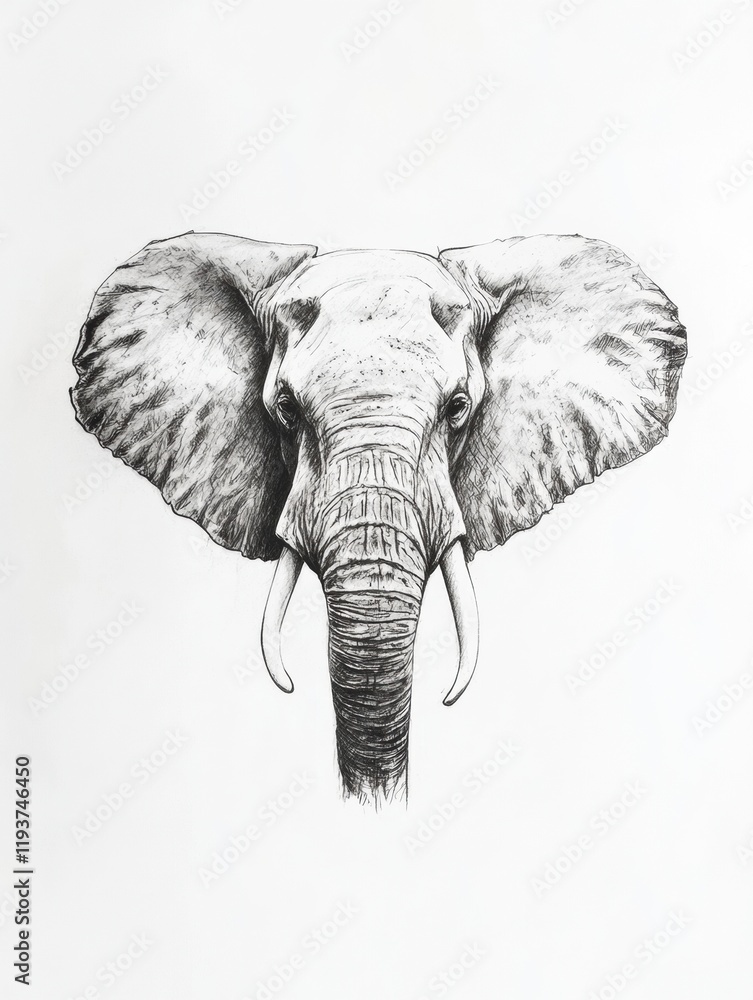 Aufkleber majestic elephant portrait showcasing detailed features and lifelike expressions in a minimalist art