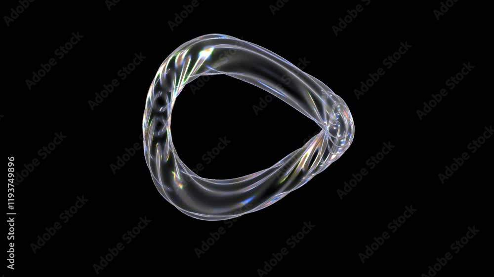Poster seamless animation of glowing shape floating against black background