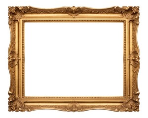 Aged Elegance: Gold Antique Adorned Frame Bordering a Blank Space Isolated on White Background