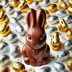 Bunny-Shaped Chocolate: Isolated On A White Background For Easter