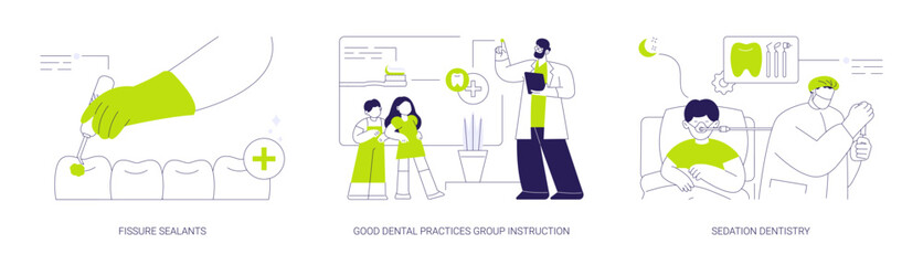 Pediatric dentistry abstract concept vector illustrations.