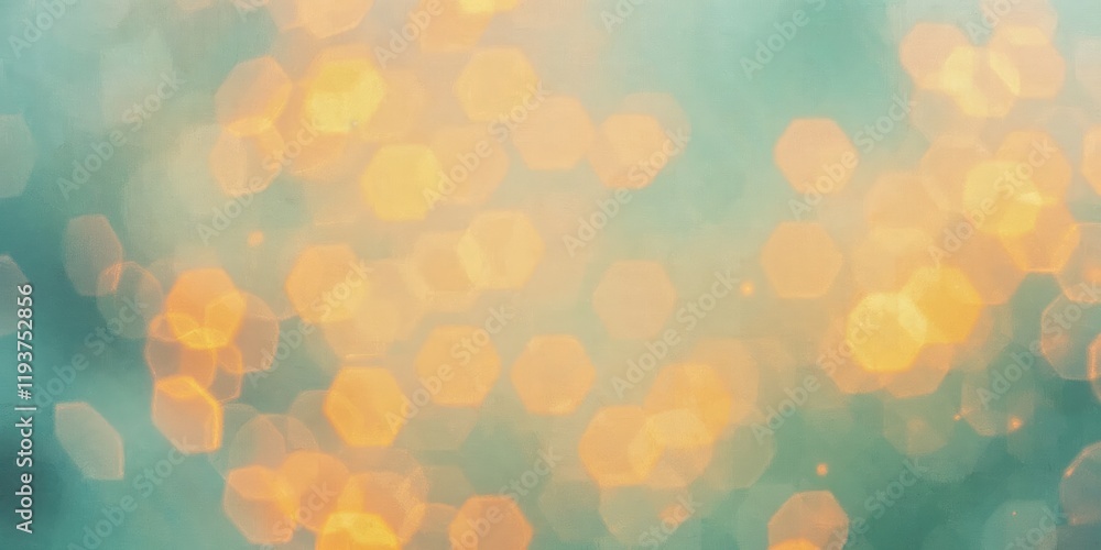 Poster blurry image of a blue background with orange circles. the circles are of varying sizes and appear t