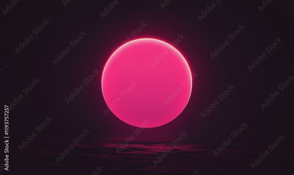 Poster a glowing pink circle centered on a dark featureless background with subtle geometric patterns, mode