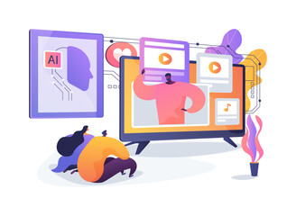 AI-Powered Content Creation abstract concept vector illustration.