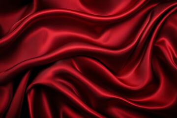 Obraz premium A luxurious close-up of flowing red silk fabric, showcasing its rich texture and elegant draping. Ideal for designs requiring a touch of sophistication and elegance.