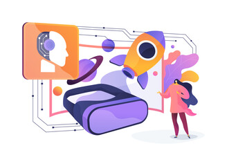 AI-Enhanced Virtual Reality abstract concept vector illustration.