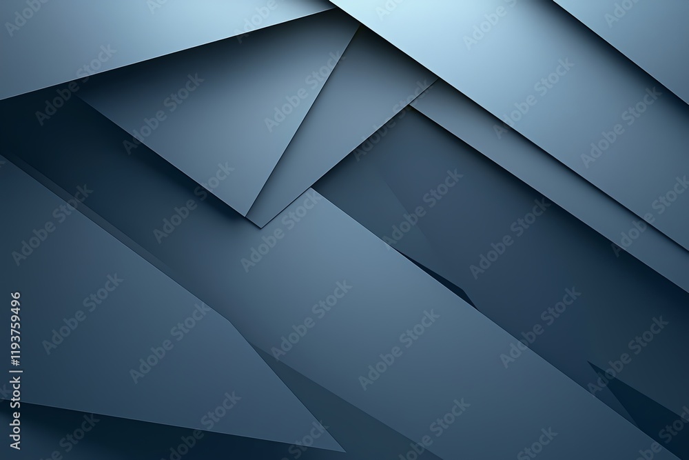 Poster a visually striking abstract image featuring layered geometric shapes in varying shades of blue. thi