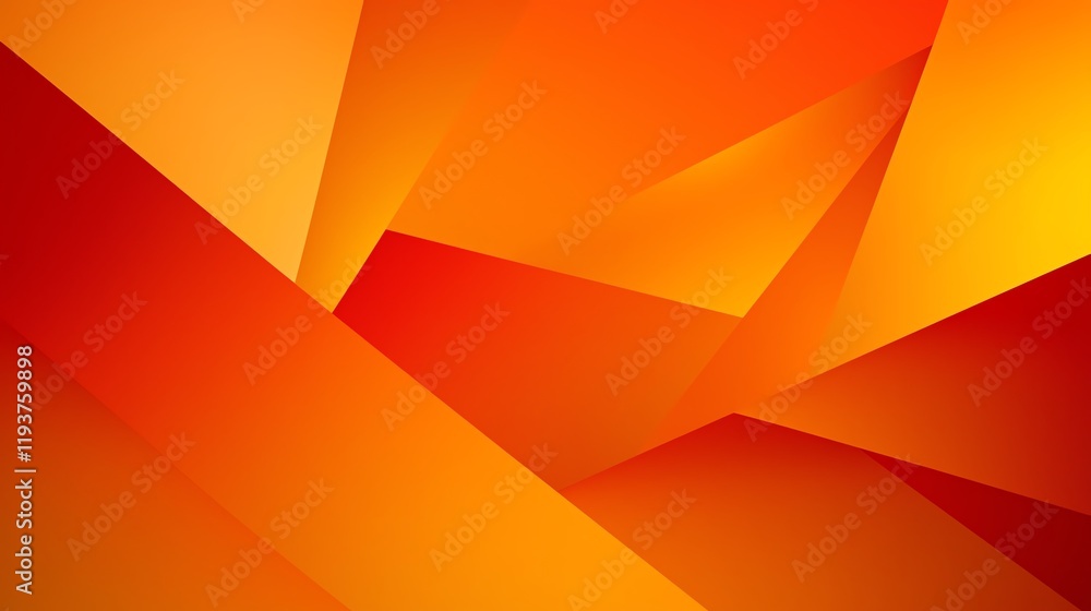 Poster an abstract composition featuring vibrant shades of orange and red. the geometric shapes create a dy