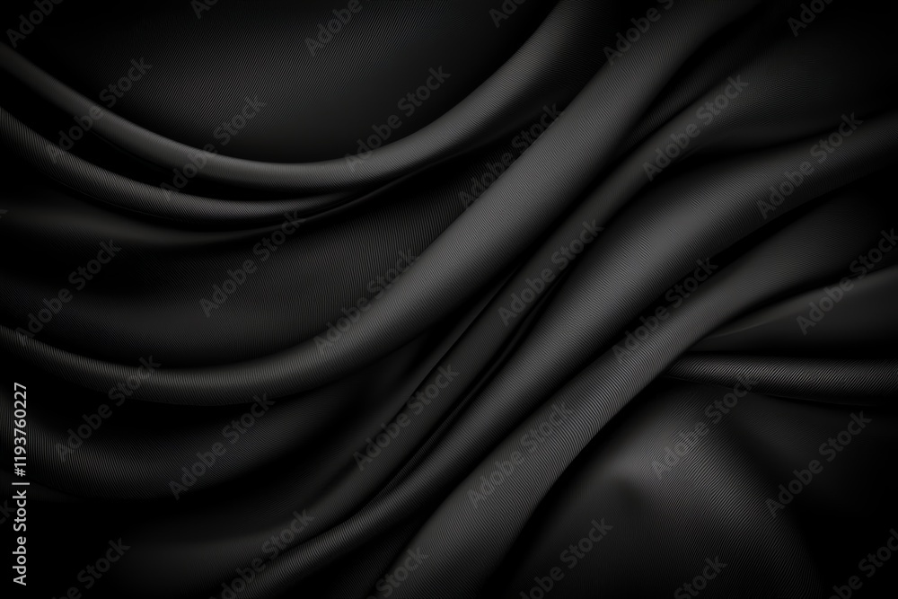 Poster this abstract image showcases elegant black fabric, featuring smooth waves and soft textures that ev