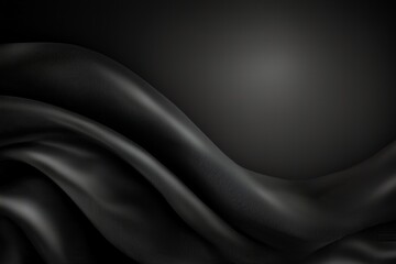A stunning close-up of rippling black fabric, showcasing smooth textures and subtle shadows. This image captures elegance and sophistication, ideal for various design applications.