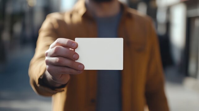 Man Holding Card Mockup An Advertising