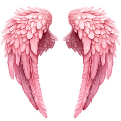 Fototapeta premium Pink Angel Wings Isolated on Transparent Background, Perfect for Design Projects and Digital Art