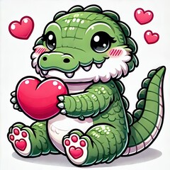 Fototapeta premium a baby crocodile kawaii style love valetine 0092