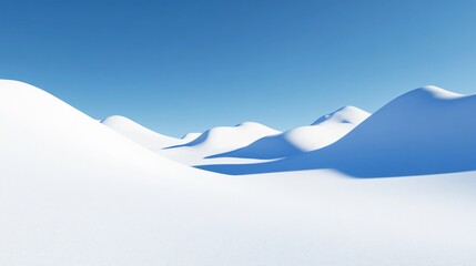 Serene Snowy Landscape- Minimalist White Hills Under Blue Sky